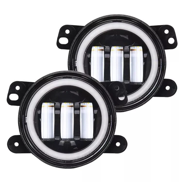 4 Inches LED Fog Lights Assembly W/Halo Ring DRL Fog Light Turn Signal Compatible with 07-17 Wrangler /14-18 Cherokee /11-14 Charger /10-19 Journey