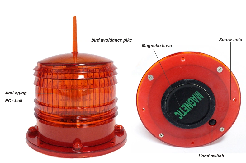 Solar LED Warning Light Flashing Barricade Marine Aviation Light