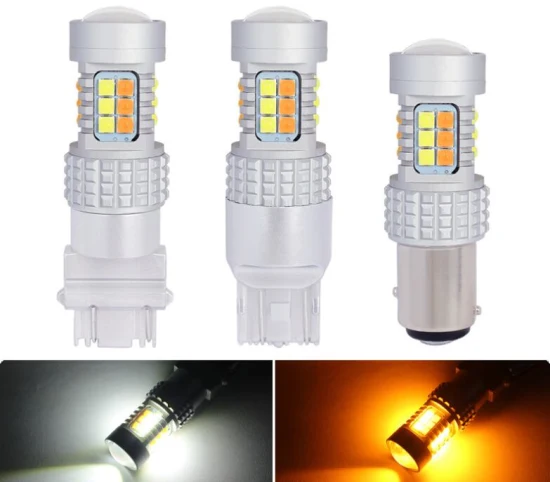 3157 7443 1156 1157 T20 T25 자동차 앰버 화이트 LED 듀얼 컬러 램프 스위치 백 LED 반전 조명 신호 LED 미등